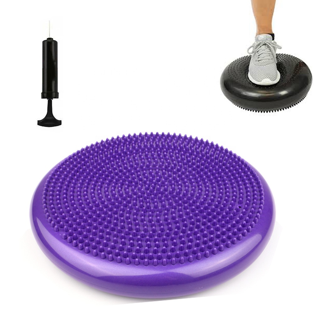 Exercise Disc Inflatable - インフレータブルヨガピラティスバランスディスククッション、穴あきPVCマッサージチェア用快適ボルスター、椅子ヨガやエクササイズに最適