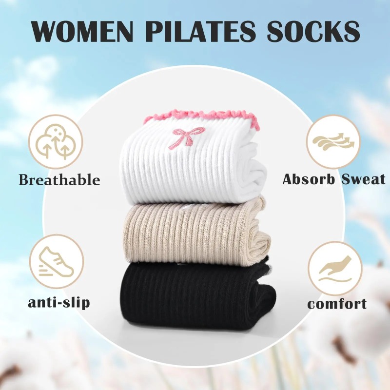 Yoga Pilates Yoga - プロフェッショナルヨガソックス、コットンストラップシリコン滑り止めピラティスフィットネスダンスフロアソックス