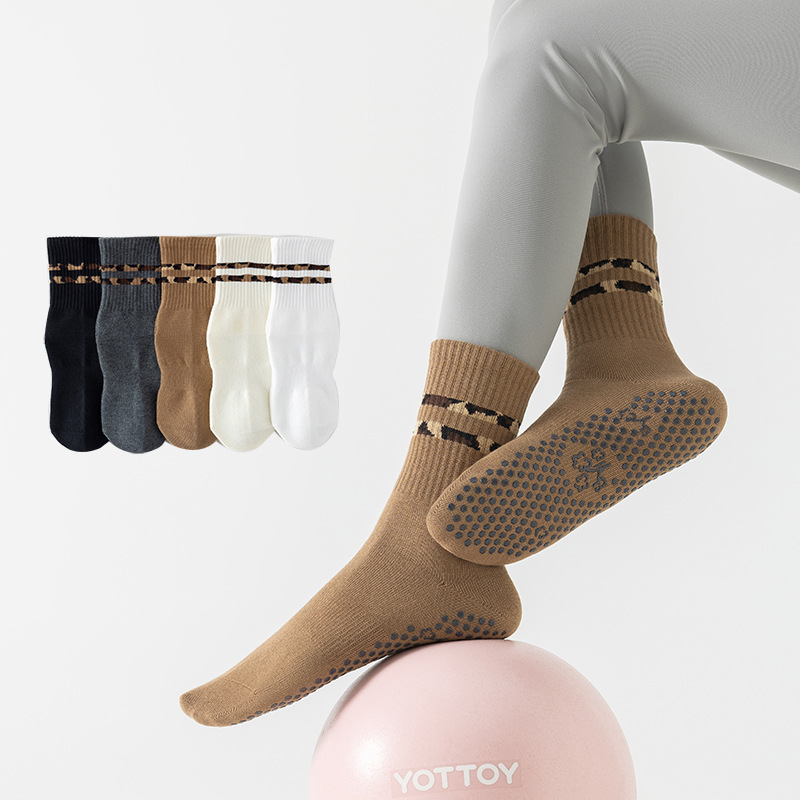 Pilates Yoga Hose - 1足組 ファッションコットン製 高品質ピラティスソックス 女性用 ヨガソックス バレソックス