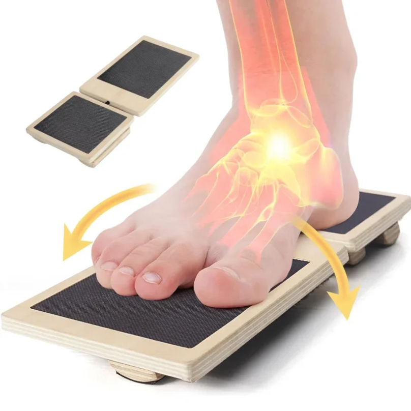Balance Board Wobble - シングルフットバランスボード足首強化エクササイザー捻挫ノンスリップ木製ぐらつきボード理学療法姿勢矯正装置