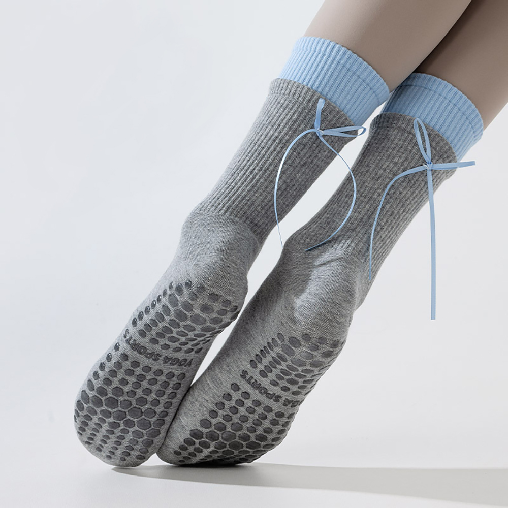 トレンドダブルスタックヨガソックス、リボン付き、屋内用滑り止 - Pilates Yoga Hose のレビューと価格