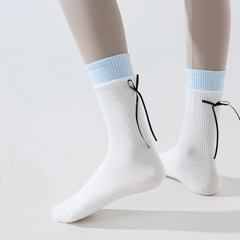 トレンドダブルスタックヨガソックス、リボン付き、屋内用滑り止 - Pilates Yoga Hose のレビューと価格