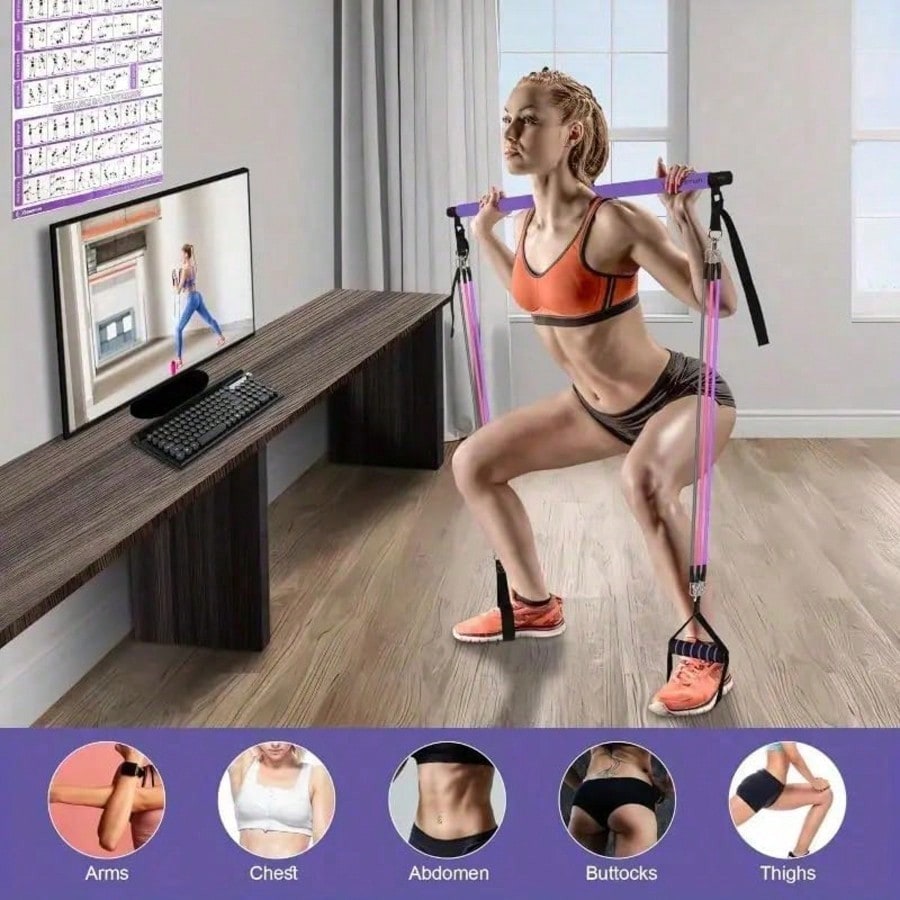 レジスタンスバンド付きのピラティスバー・キット。持ち運び可能 - Pilates Yoga Barı のレビューと価格