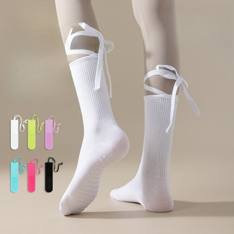 1 ペア底シリコン滑り止め包帯ミッドチューブヨガソックス無地 - Pilates Yoga Hose のレビューと価格