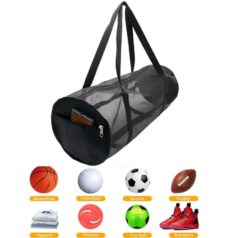 大容量メッシュキャリーバッグバスケットボールサッカー旅行ジッ - Pilates Yoga Bag のレビューと価格