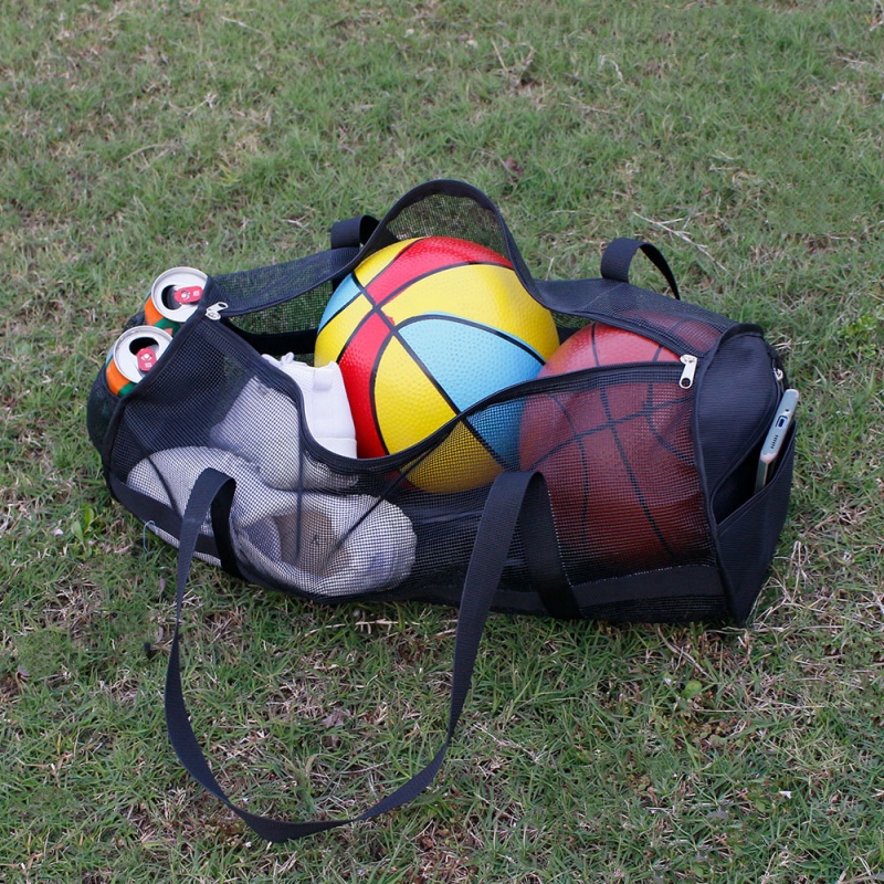 大容量メッシュキャリーバッグバスケットボールサッカー旅行ジッ - Pilates Yoga Bag のレビューと価格