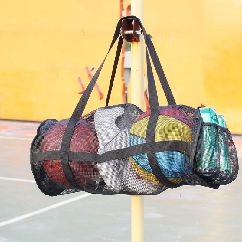 大容量メッシュキャリーバッグバスケットボールサッカー旅行ジッ - Pilates Yoga Bag のレビューと価格
