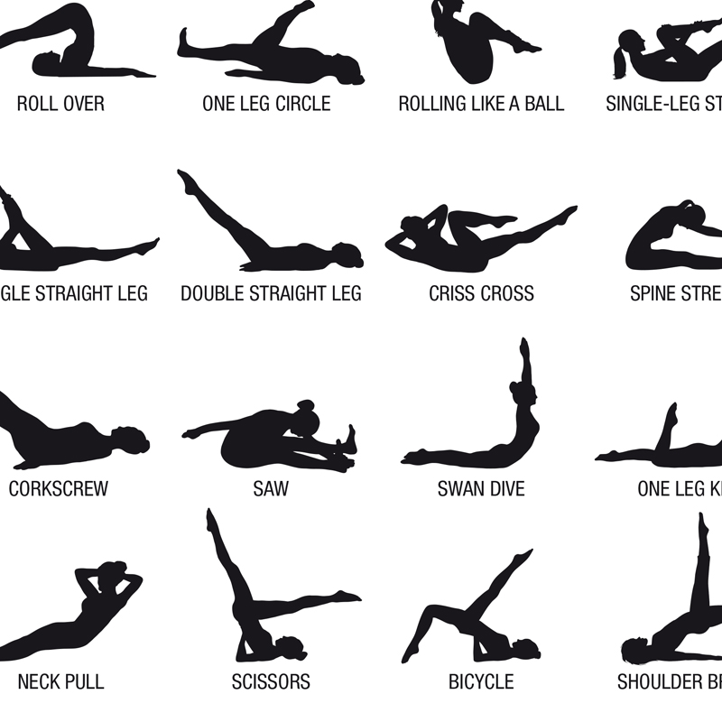 フレームレスピラティスワークアウトチャートポスターキャンバス - Pilate Yoga Workout のレビューと価格