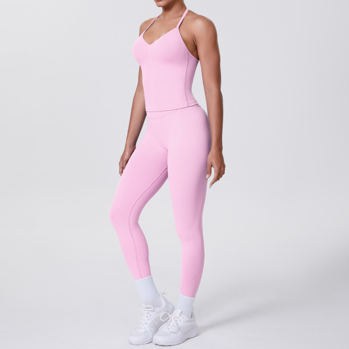 女性のシームレスなニットヨガスーツスーツ美しいバックベストブ - Pilates V Yoga のレビューと価格