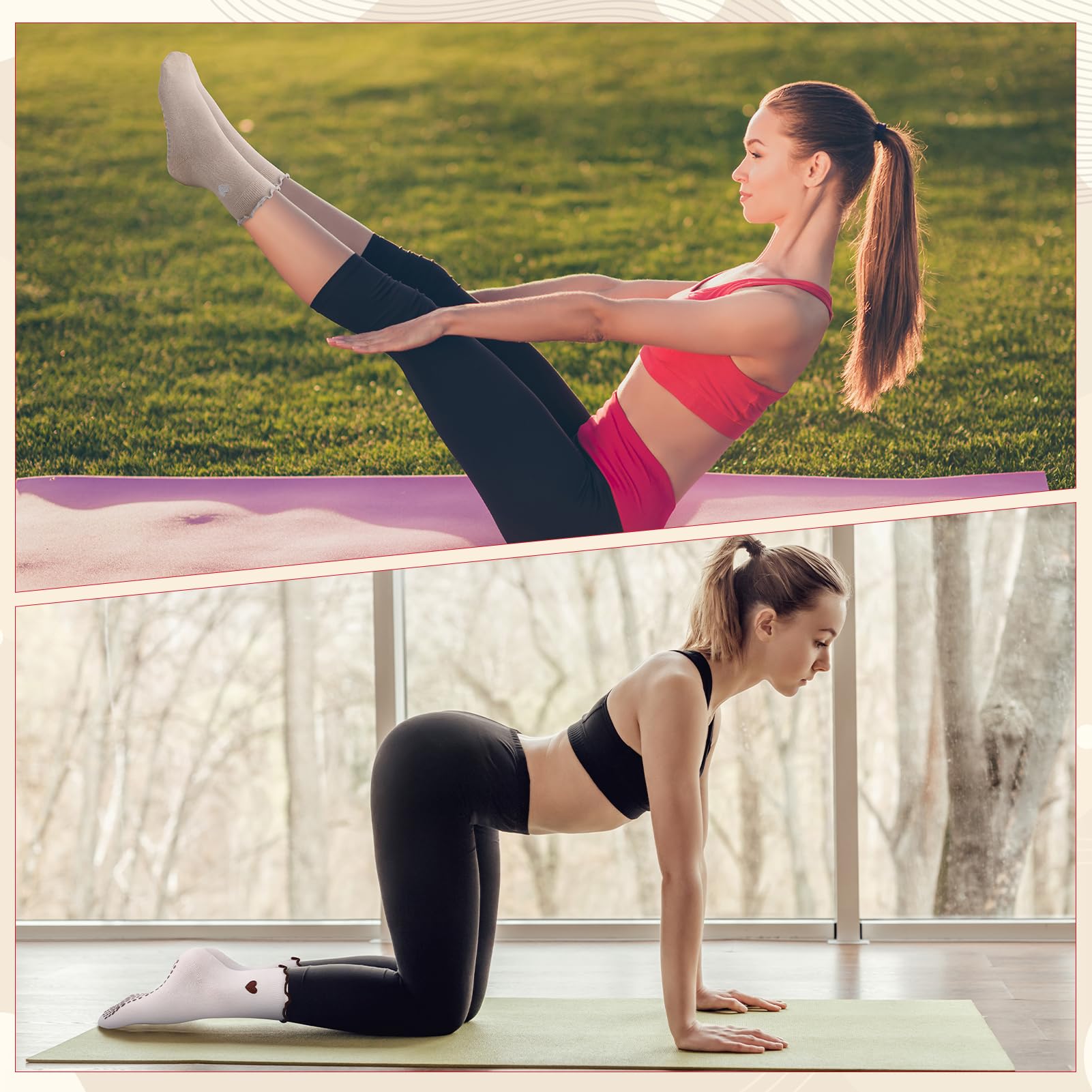 4足組 レディース ノンスリップ ピラティスソックス、シリコ - Pilates Yoga Hose のレビューと価格