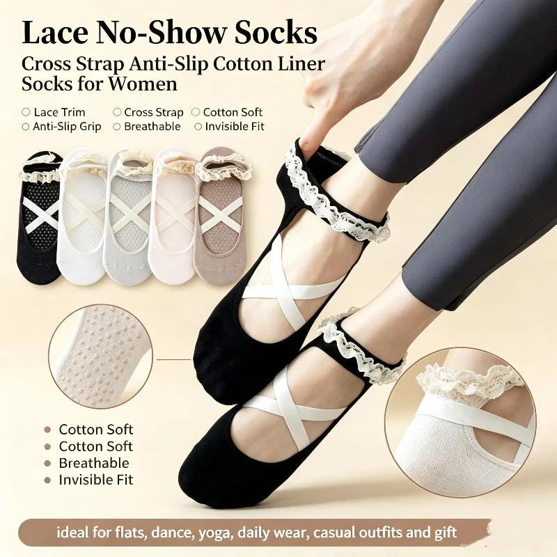 1足組のかわいいレースワークピラティスソックス、プリンセス風 - Yoga Pilates Yoga のレビューと価格