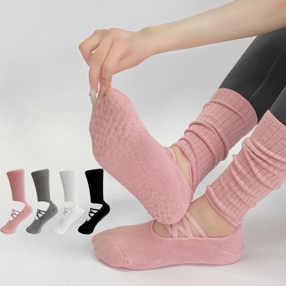 通気性のある生地グリップ付きピラティスソックス、吸汗性ミッド - Pilates Yoga Hose のレビューと価格